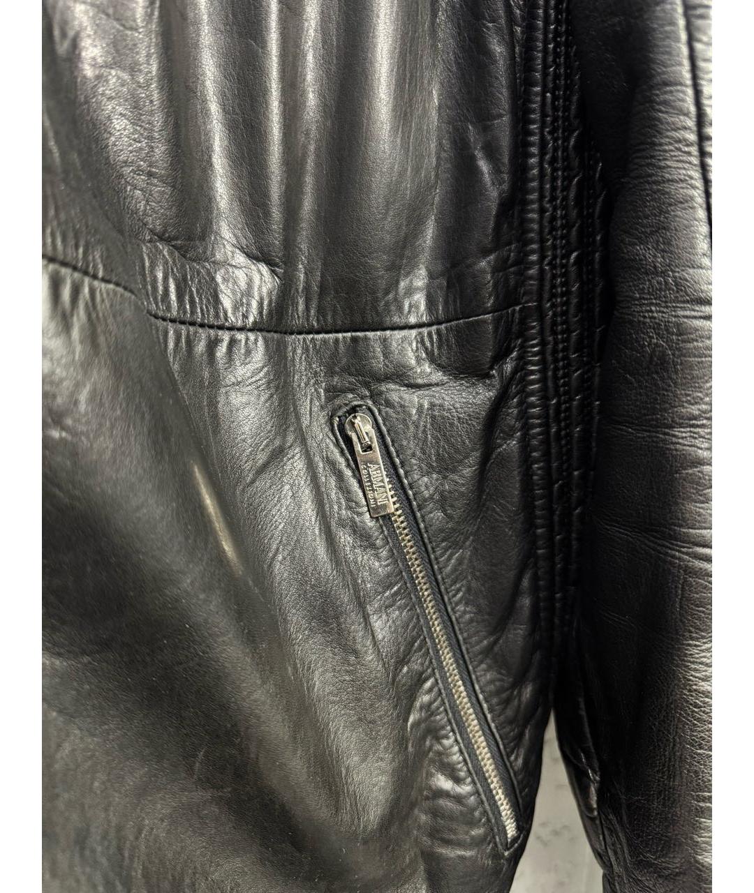 ARMANI COLLEZIONI Черная кожаная куртка, фото 4