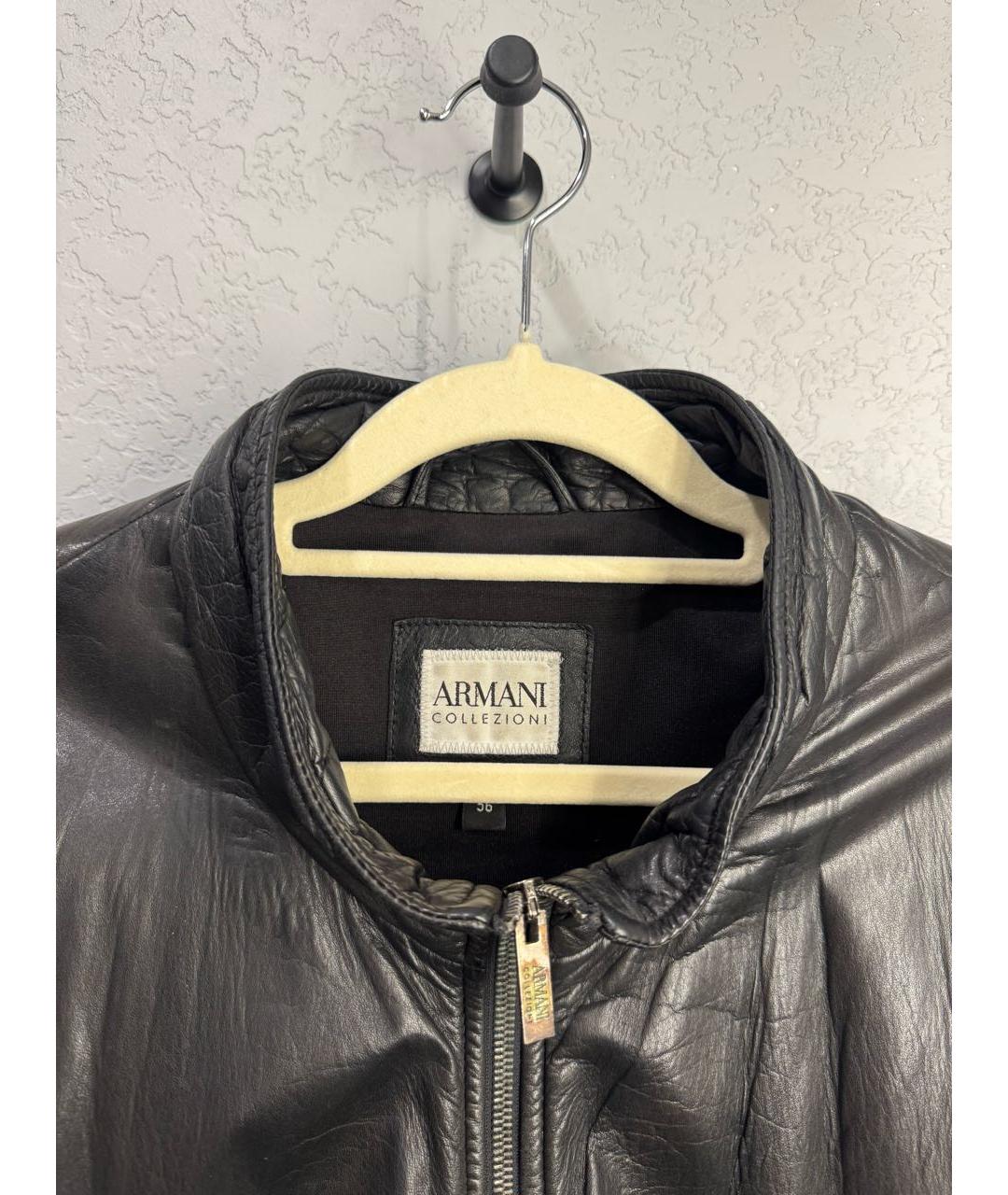 ARMANI COLLEZIONI Черная кожаная куртка, фото 3