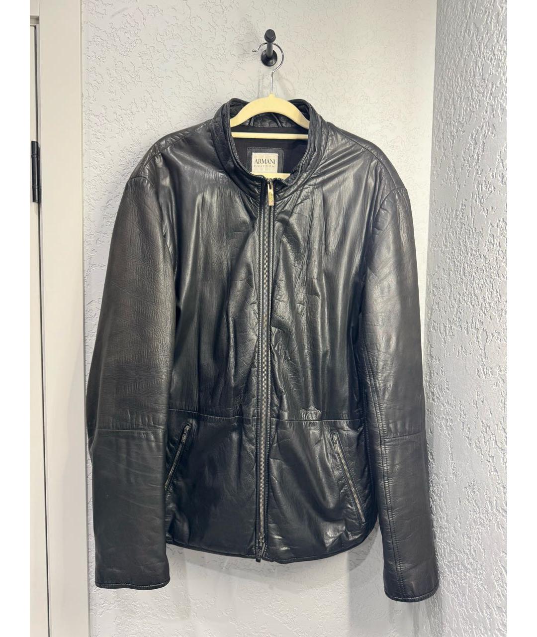 ARMANI COLLEZIONI Черная кожаная куртка, фото 6