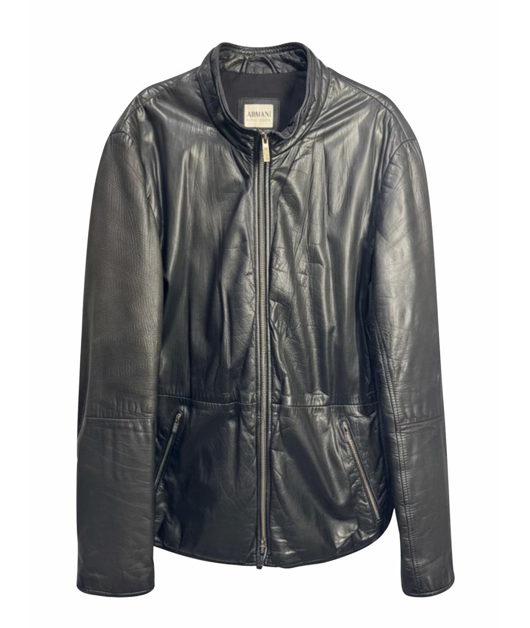 ARMANI COLLEZIONI Черная кожаная куртка, фото 1