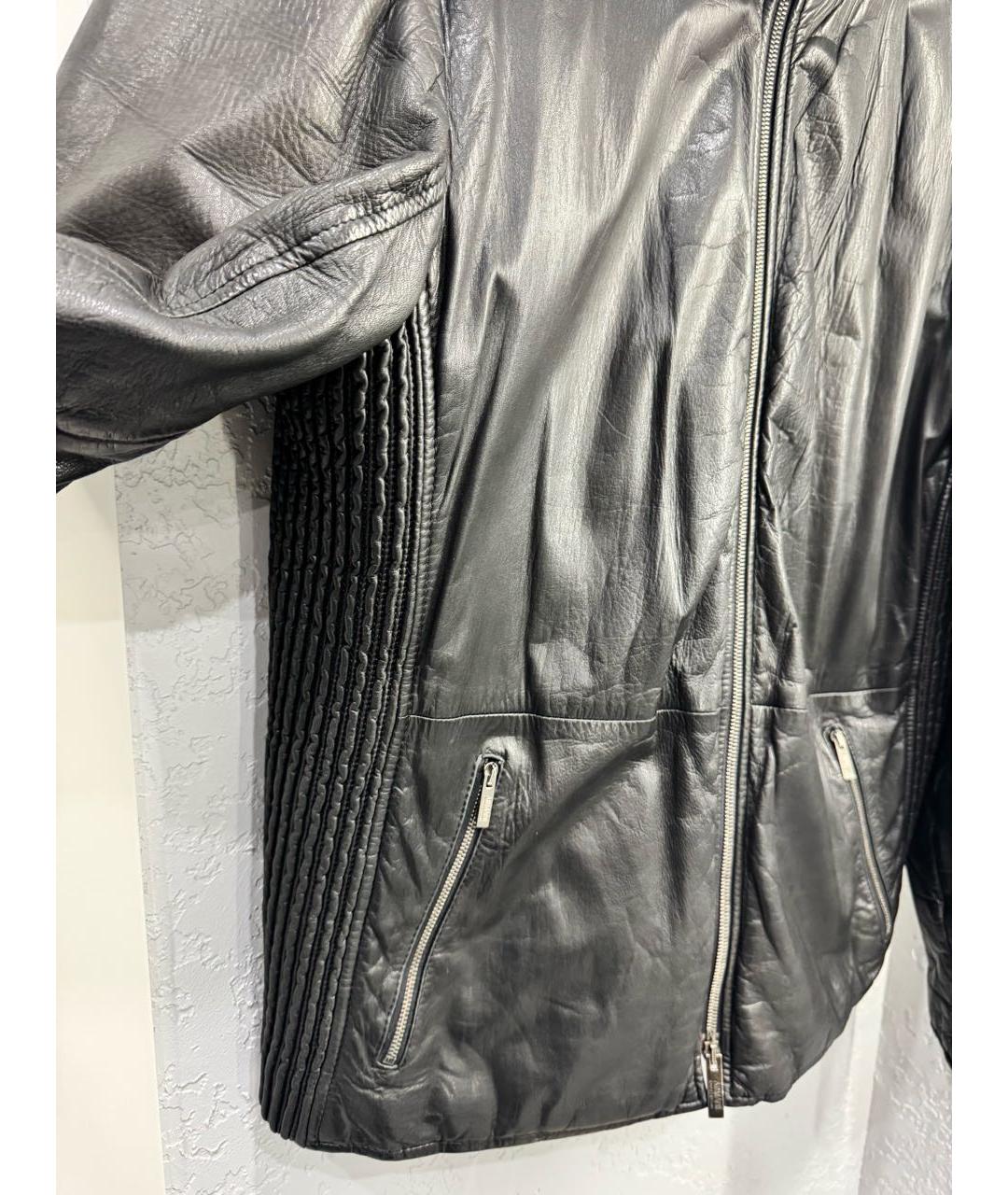 ARMANI COLLEZIONI Черная кожаная куртка, фото 5