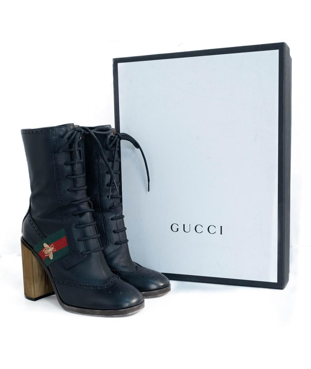 GUCCI Черные кожаные ботильоны, фото 6
