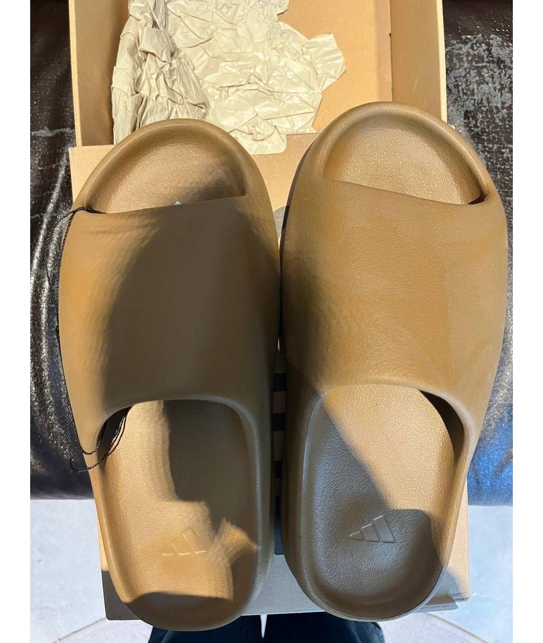 ADIDAS YEEZY Бежевые резиновые шлепанцы, фото 2