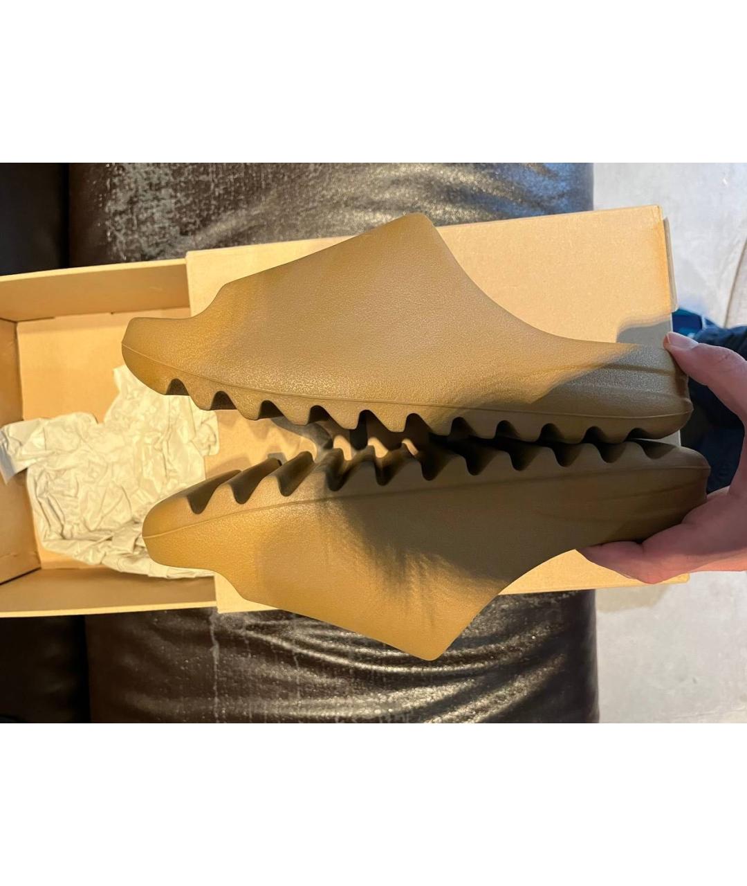 ADIDAS YEEZY Бежевые резиновые шлепанцы, фото 4