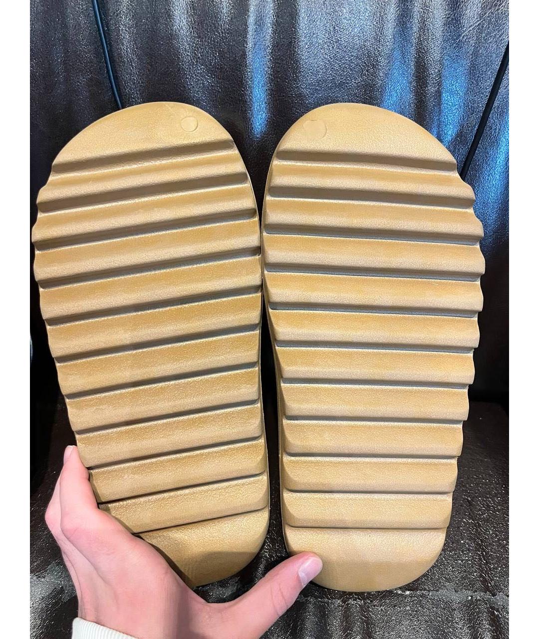 ADIDAS YEEZY Бежевые резиновые шлепанцы, фото 3