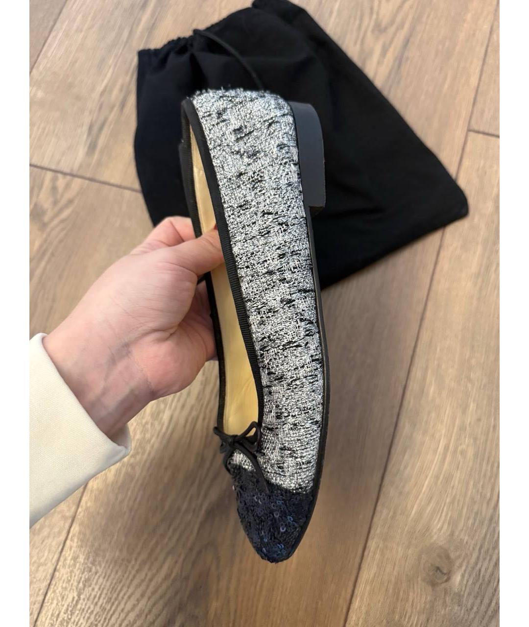 CHANEL Серые текстильные балетки, фото 9