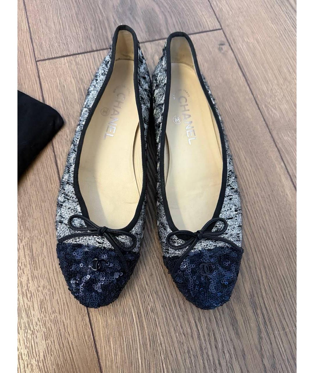 CHANEL Серые текстильные балетки, фото 2
