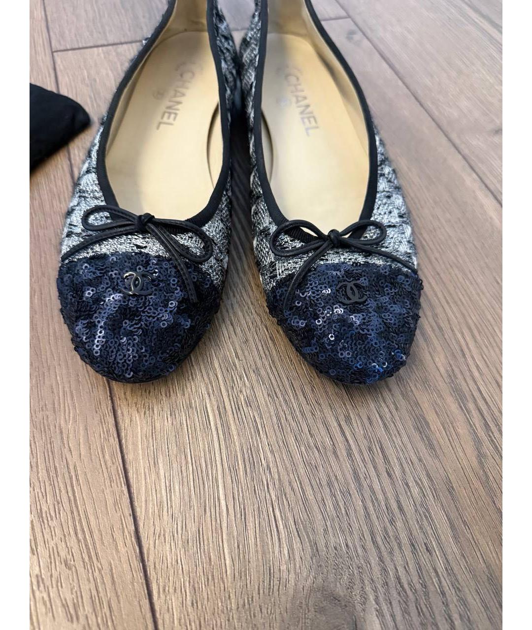 CHANEL Серые текстильные балетки, фото 8