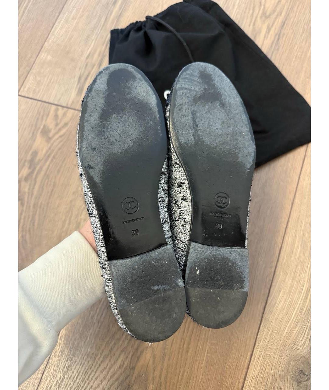 CHANEL Серые текстильные балетки, фото 7