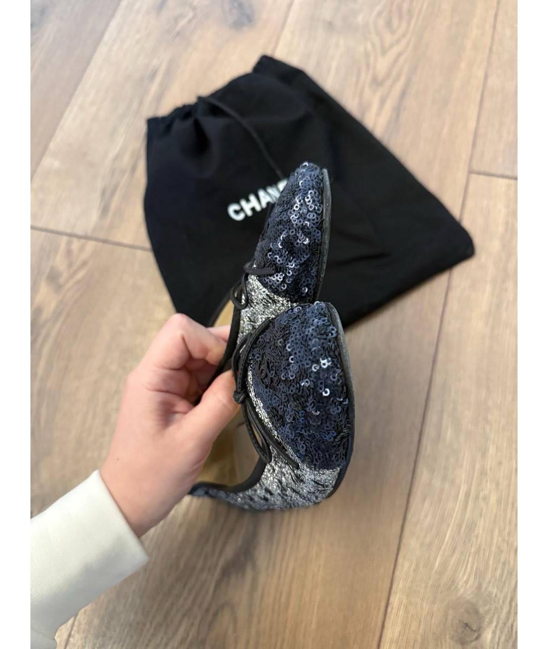 CHANEL Серые текстильные балетки, фото 6