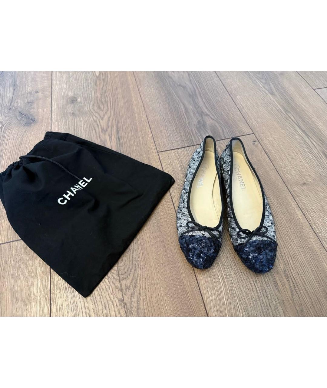 CHANEL Серые текстильные балетки, фото 3