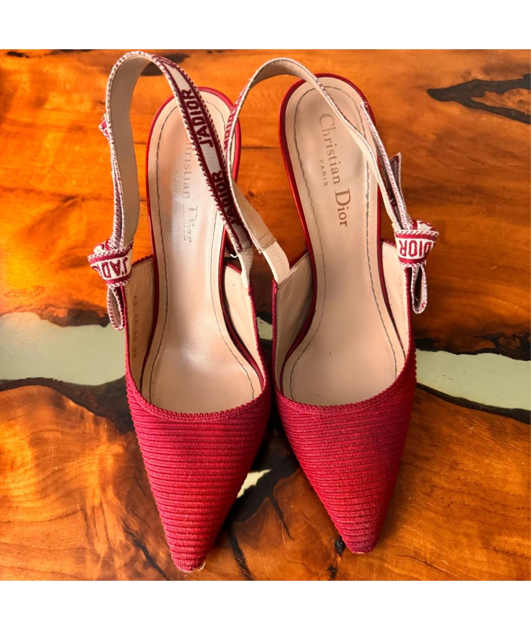 CHRISTIAN DIOR Красные текстильные туфли, фото 2