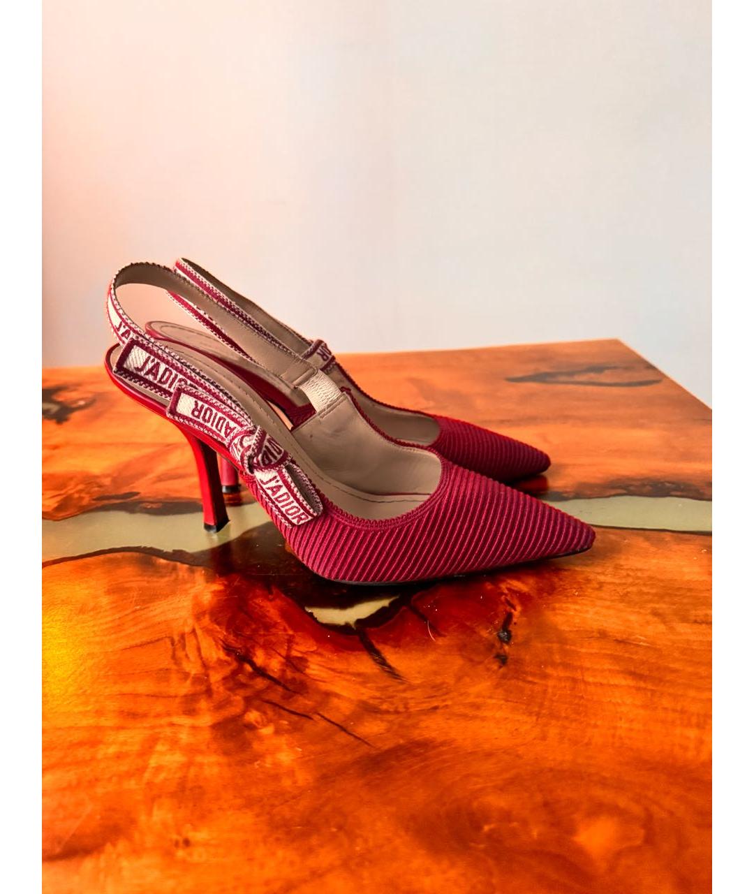 CHRISTIAN DIOR Красные текстильные туфли, фото 7