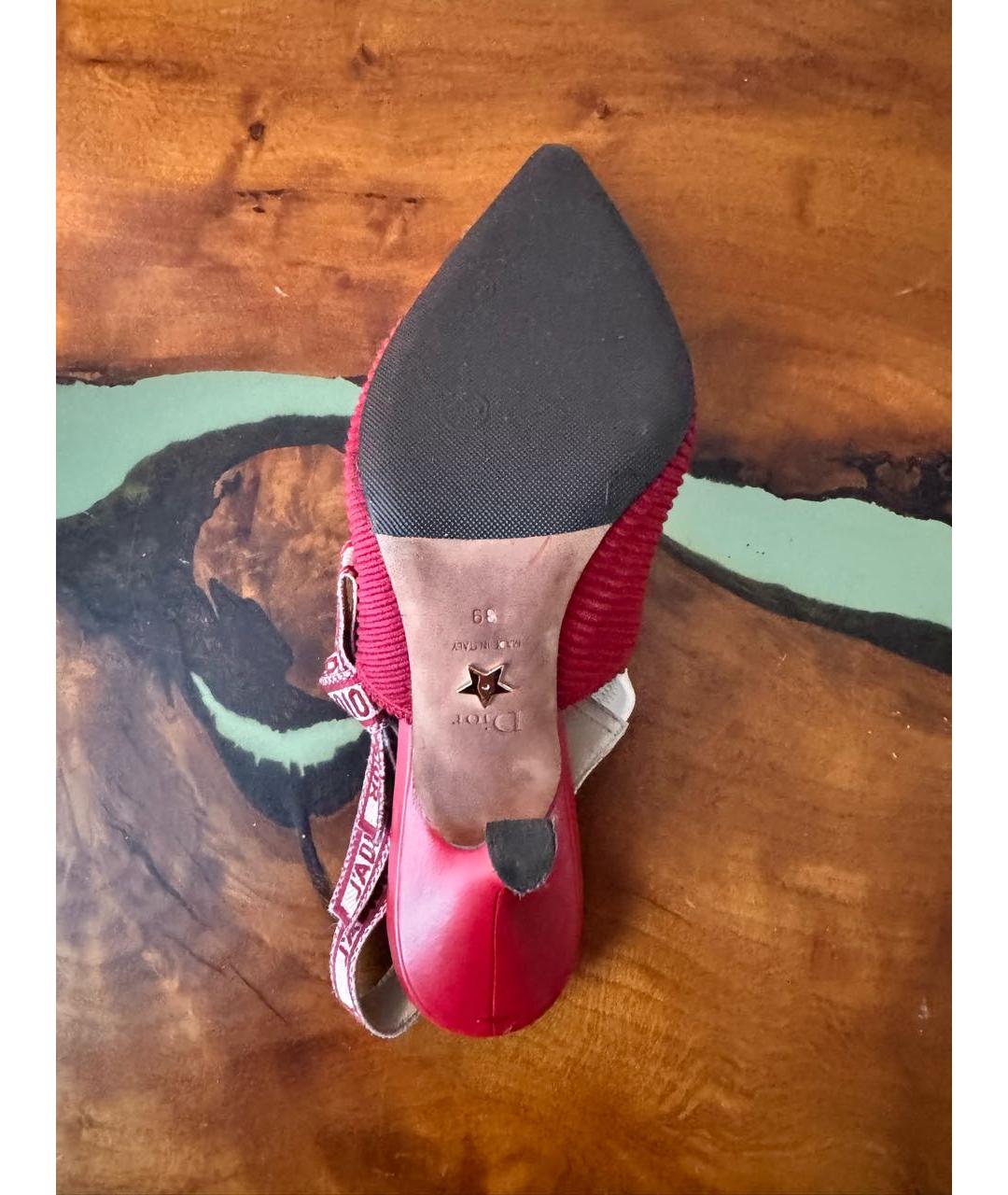 CHRISTIAN DIOR Красные текстильные туфли, фото 5