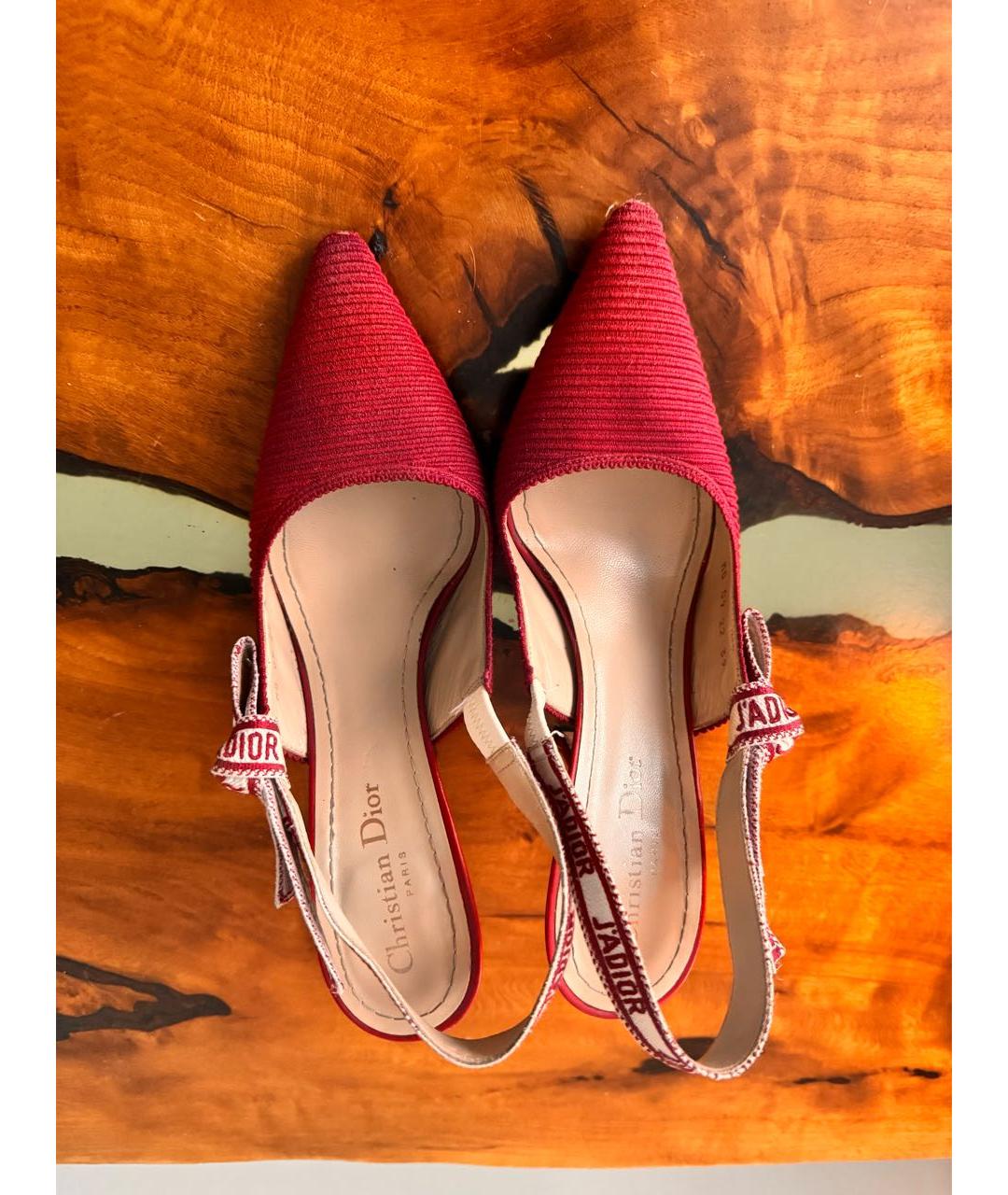 CHRISTIAN DIOR Красные текстильные туфли, фото 3