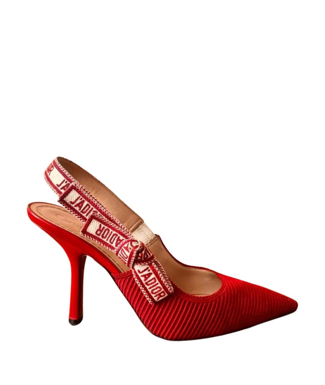 CHRISTIAN DIOR Красные текстильные туфли, фото 1