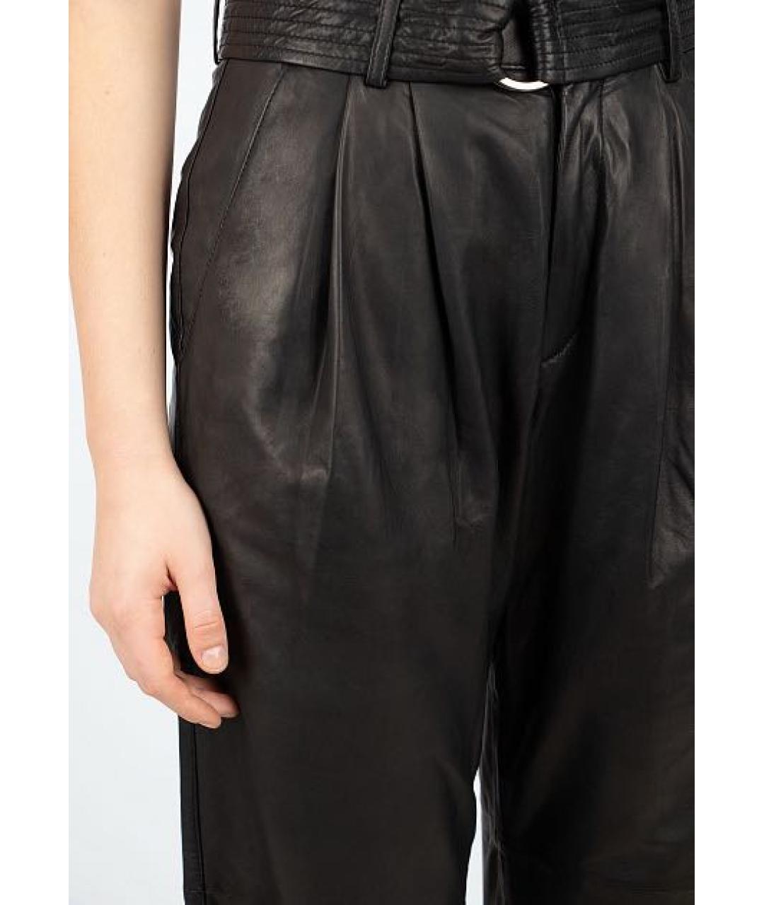 P.A.R.O.S.H. Черные кожаные брюки широкие, фото 8