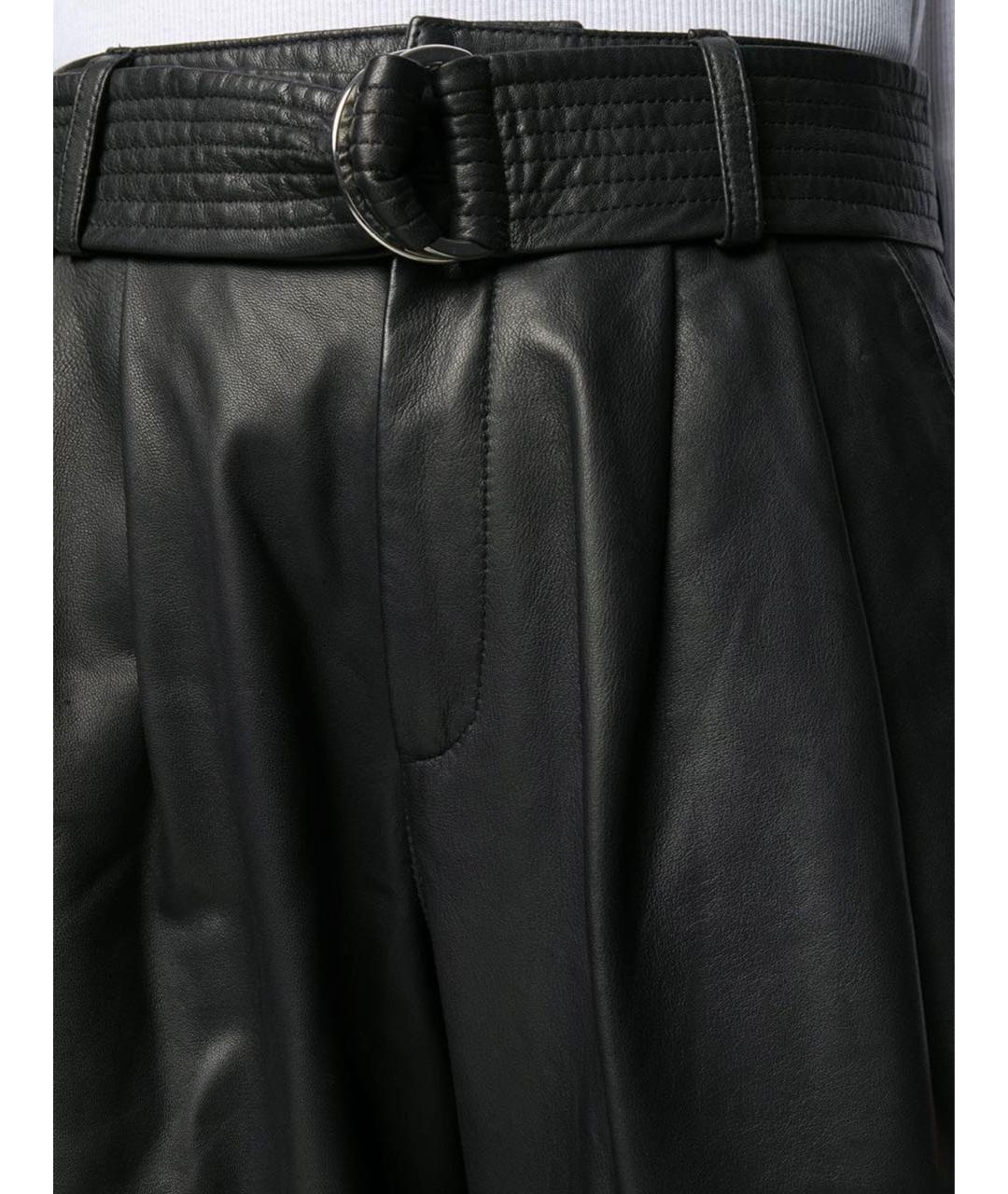 P.A.R.O.S.H. Черные кожаные брюки широкие, фото 5