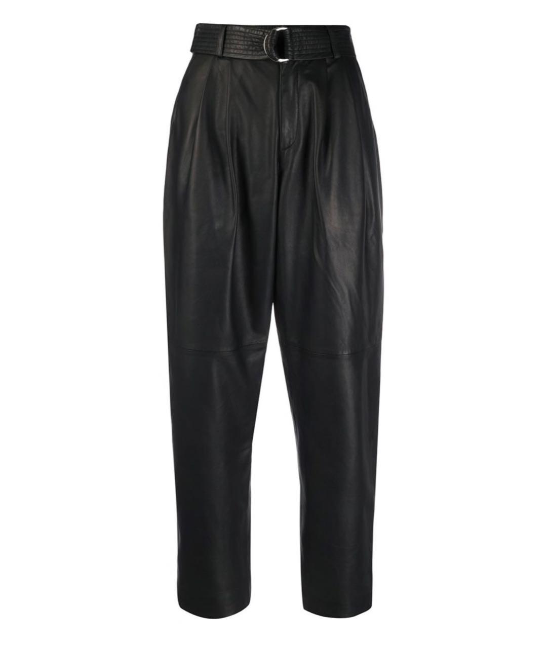 P.A.R.O.S.H. Черные кожаные брюки широкие, фото 1