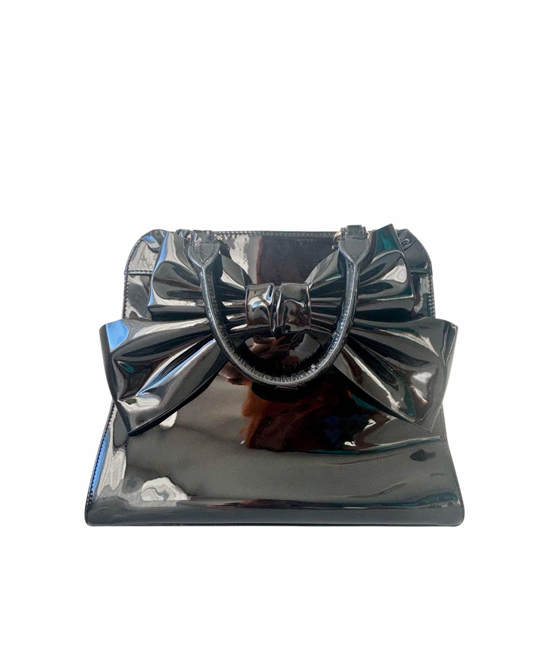 VALENTINO Черная сумка с короткими ручками из лакированной кожи, фото 1