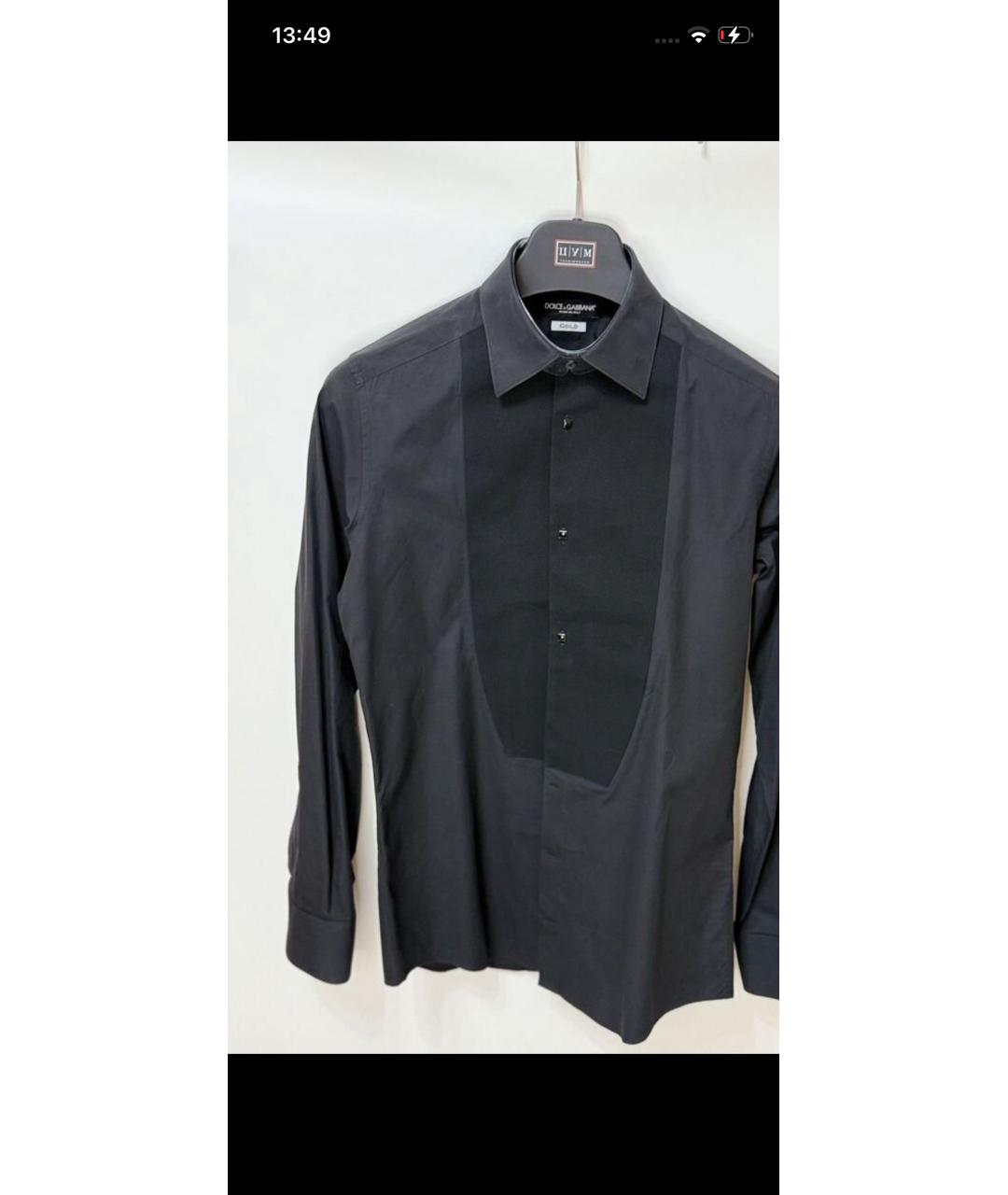 DOLCE&GABBANA Черная хлопковая классическая рубашка, фото 7