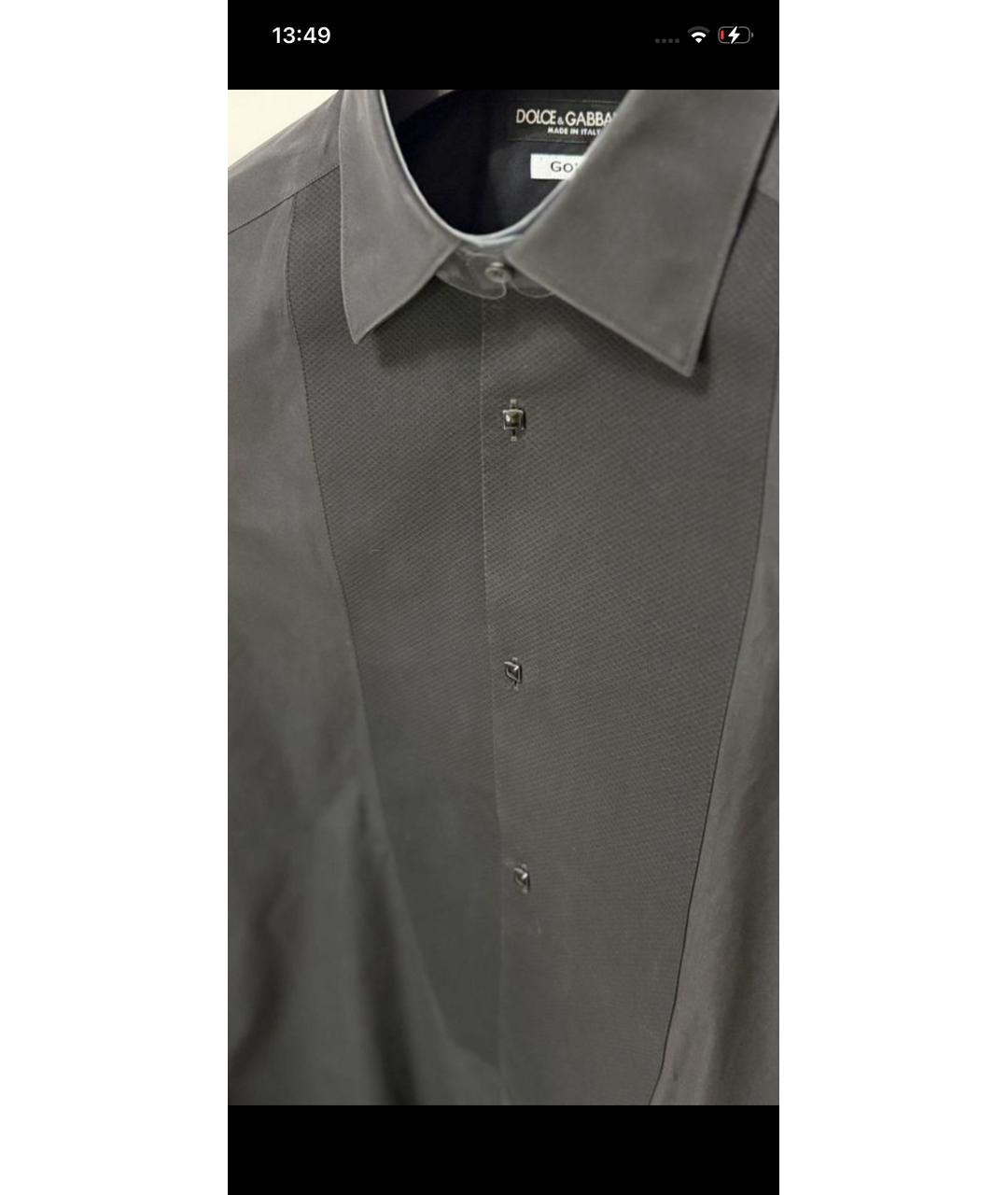 DOLCE&GABBANA Черная хлопковая классическая рубашка, фото 3