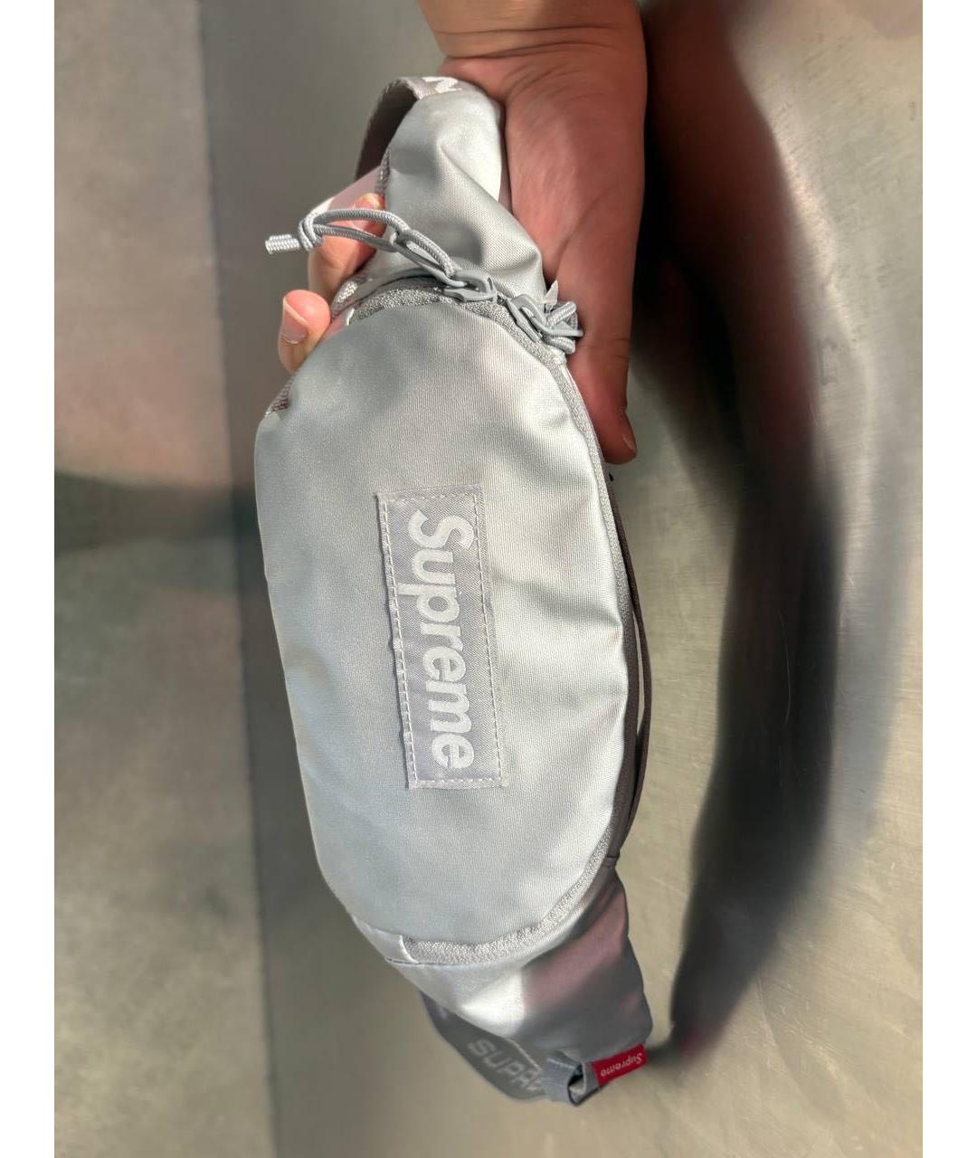 SUPREME Серебряная поясная сумка, фото 4