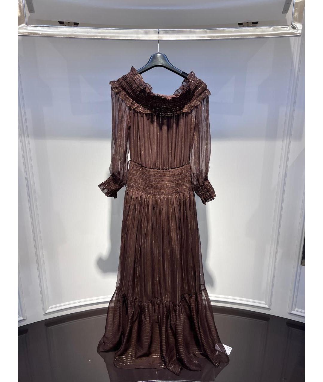 SELF-PORTRAIT Коричневое полиэстеровое вечернее платье, фото 3