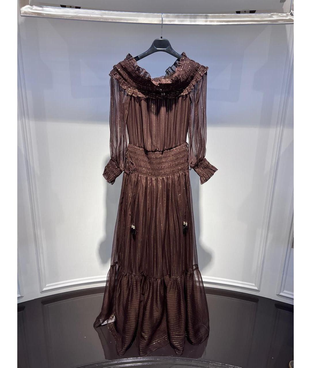SELF-PORTRAIT Коричневое полиэстеровое вечернее платье, фото 2