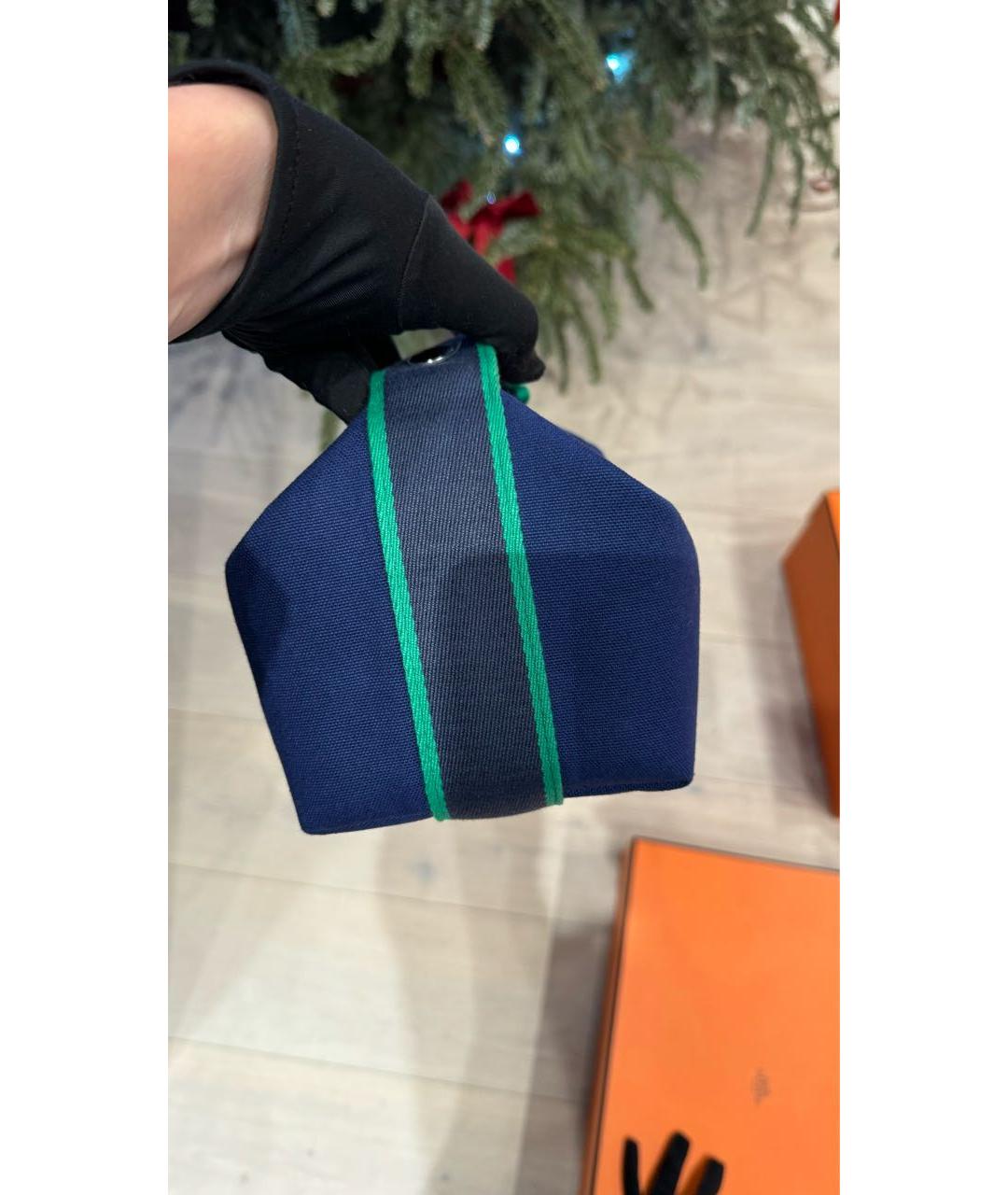 HERMES Синяя хлопковая косметичка, фото 3