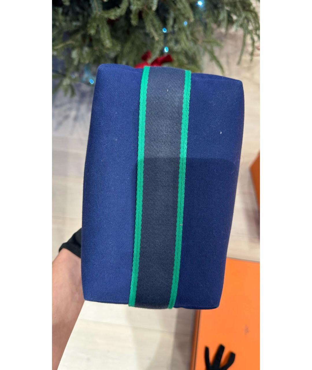 HERMES Синяя хлопковая косметичка, фото 5