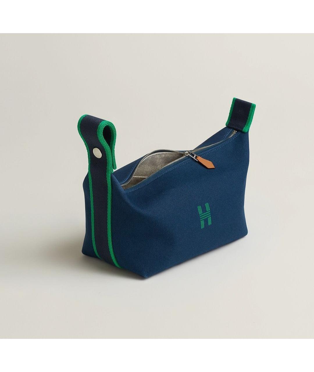 HERMES Синяя хлопковая косметичка, фото 4