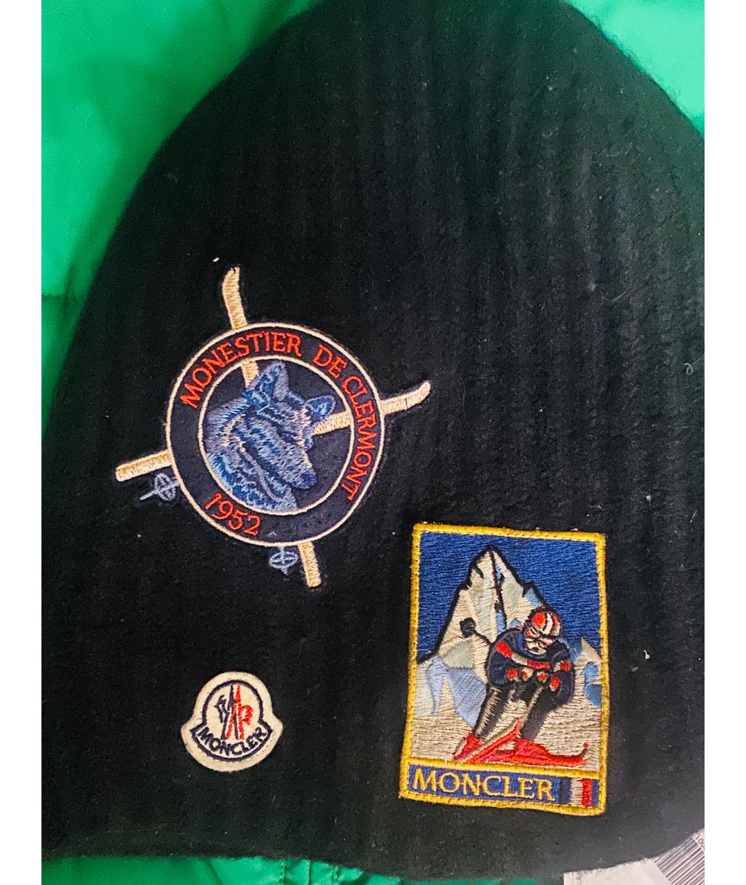 MONCLER Черная шерстяная шапка, фото 7