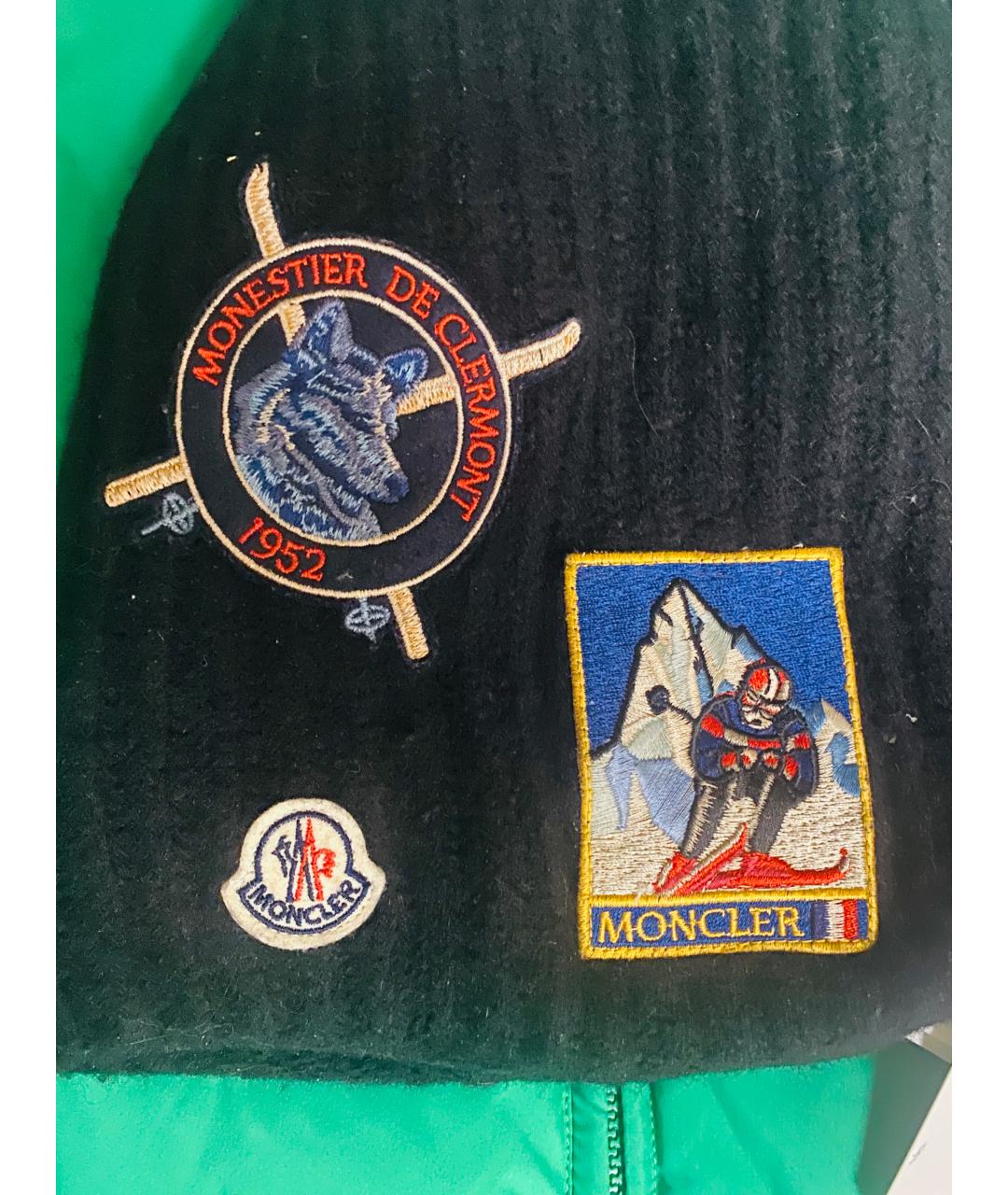 MONCLER Черная шерстяная шапка, фото 5