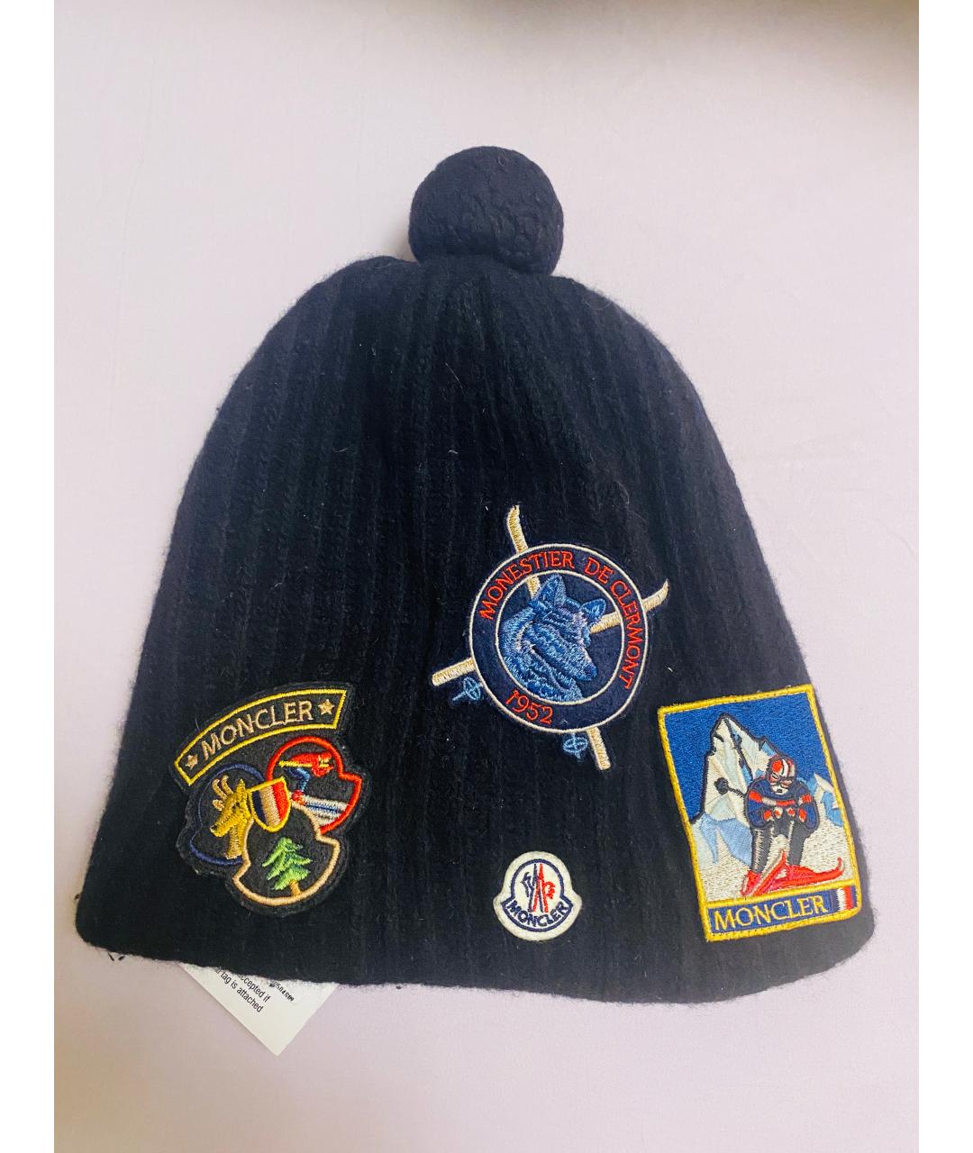 MONCLER Черная шерстяная шапка, фото 10