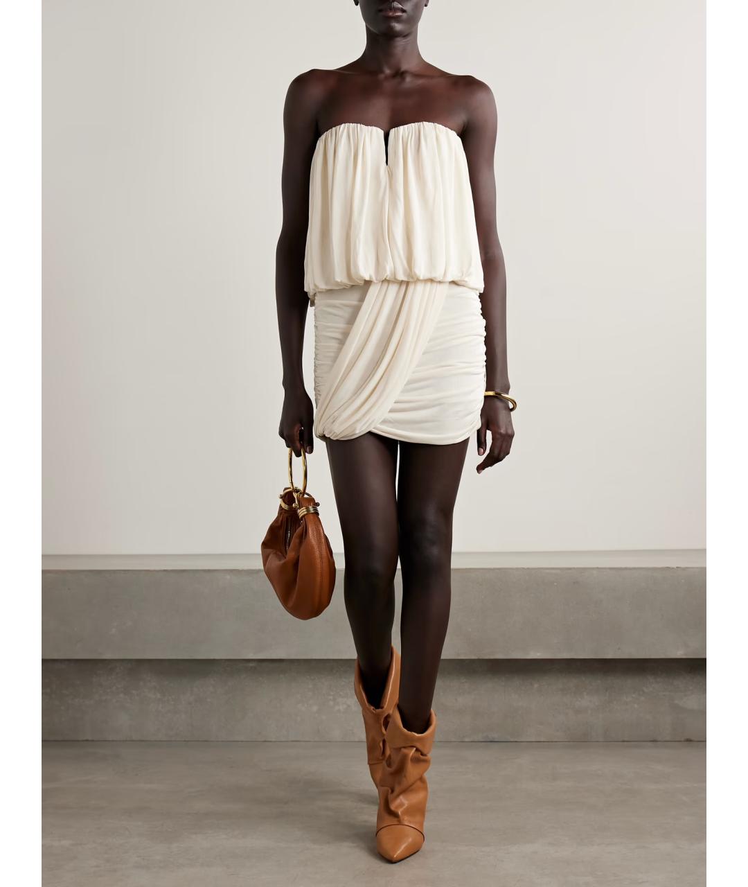 ISABEL MARANT Бежевое вискозное коктейльное платье, фото 2