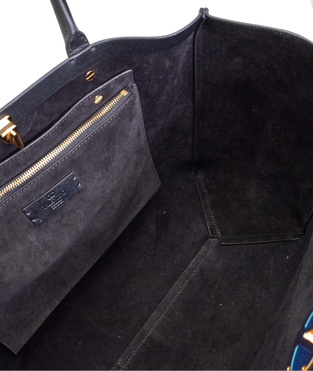 VALENTINO Черная кожаная сумка тоут, фото 5