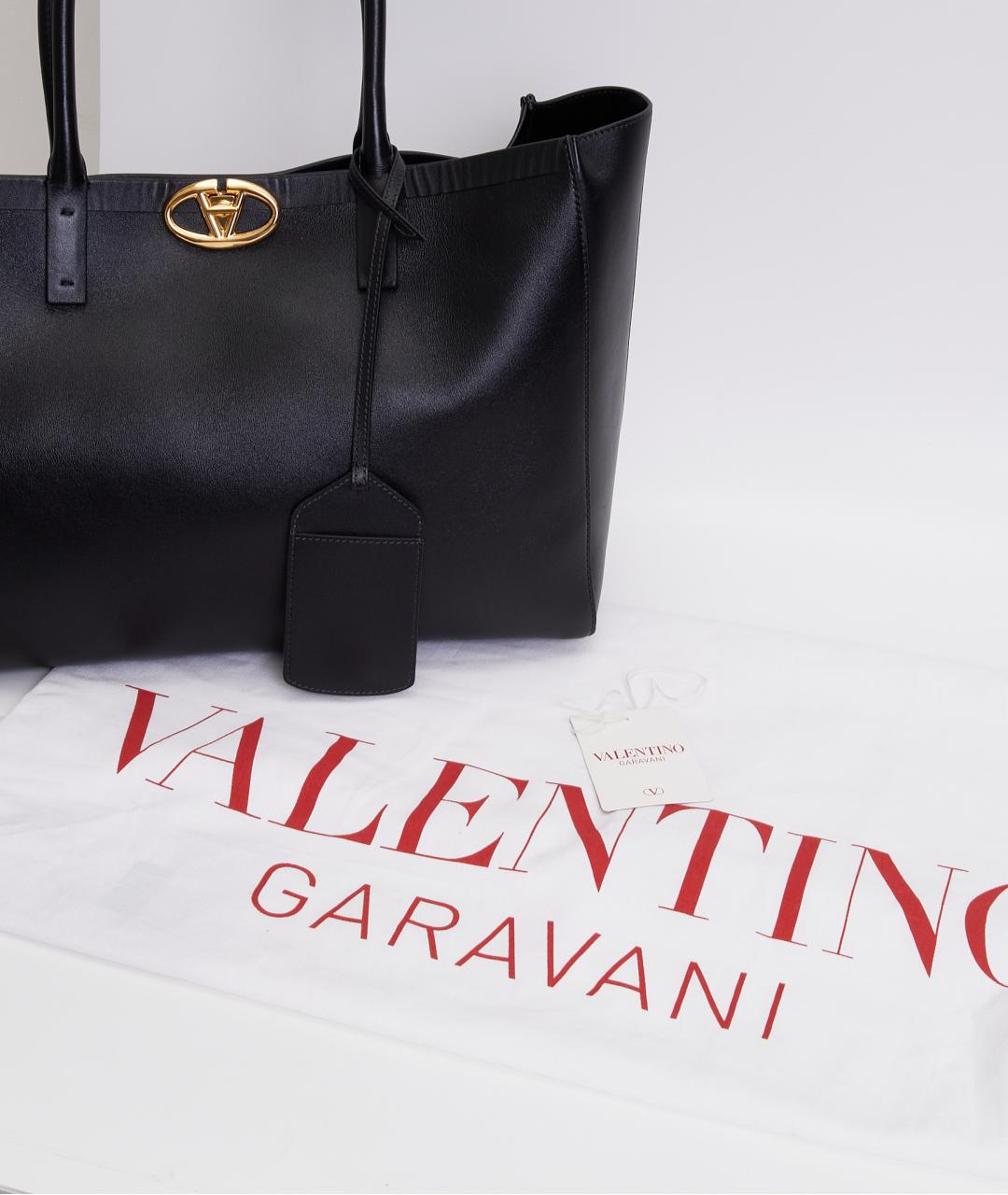 VALENTINO Черная кожаная сумка тоут, фото 6