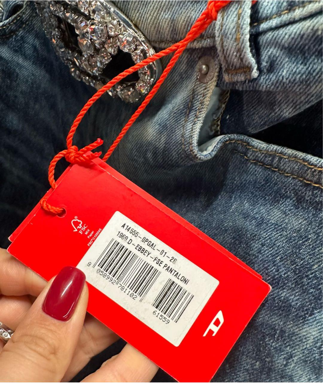 DIESEL Синие хлопко-эластановые джинсы клеш, фото 7