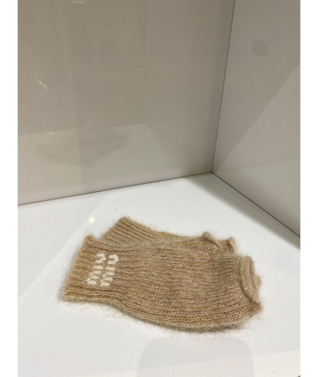 MIU MIU Бежевые митенки, фото 2