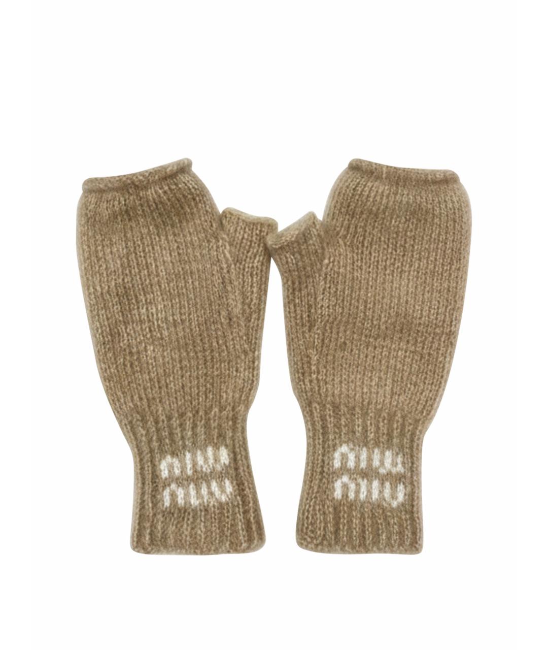 MIU MIU Бежевые митенки, фото 1