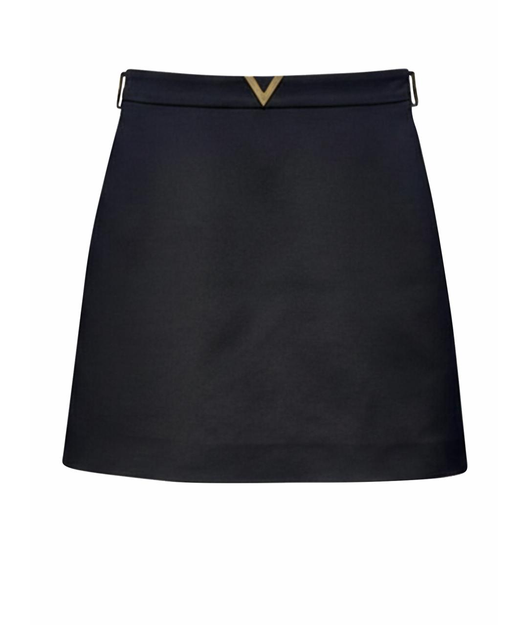 VALENTINO Черная шелковая юбка мини, фото 1