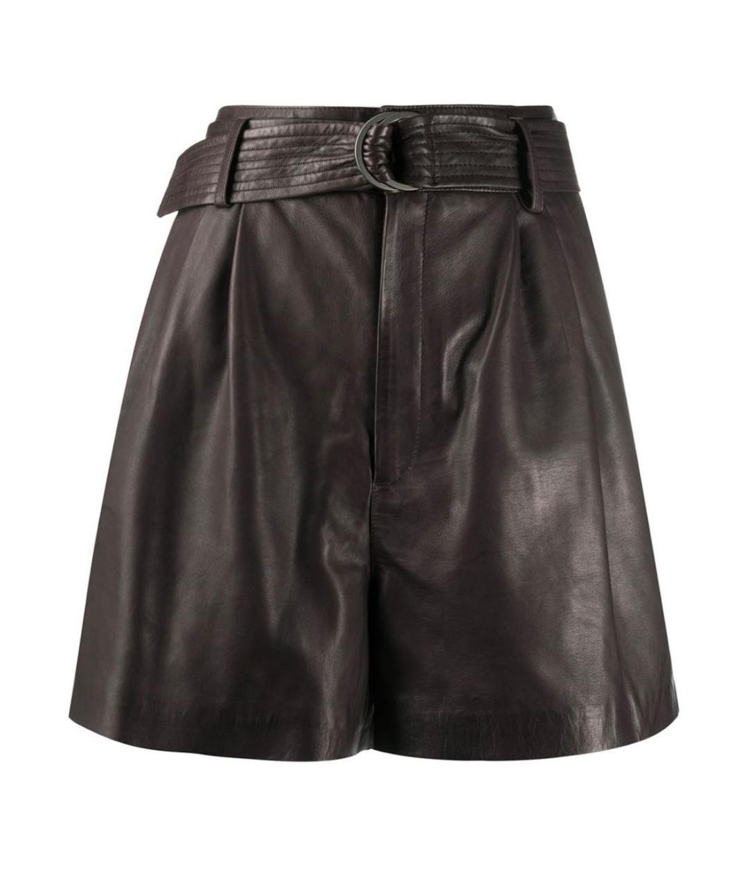 P.A.R.O.S.H. Коричневые кожаные шорты, фото 9