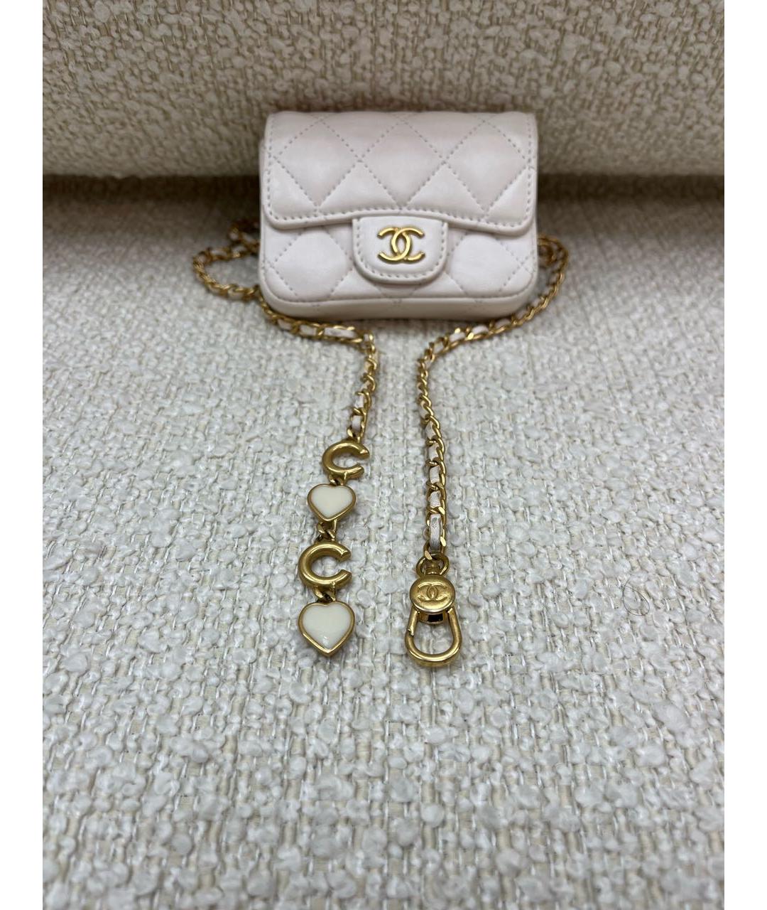 CHANEL Белая кожаная поясная сумка, фото 5