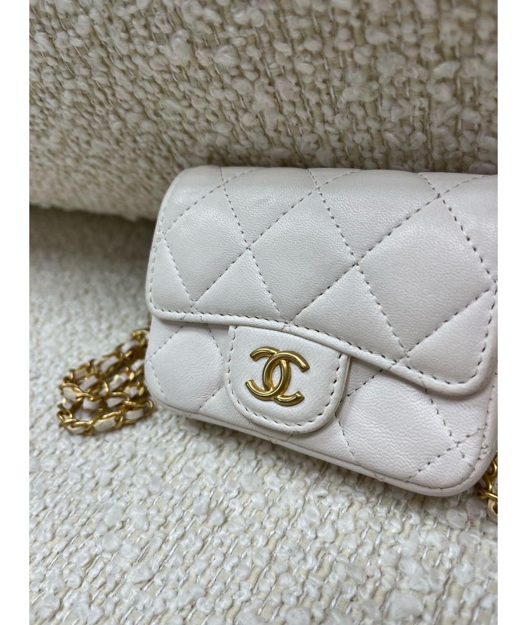 CHANEL Белая кожаная поясная сумка, фото 6