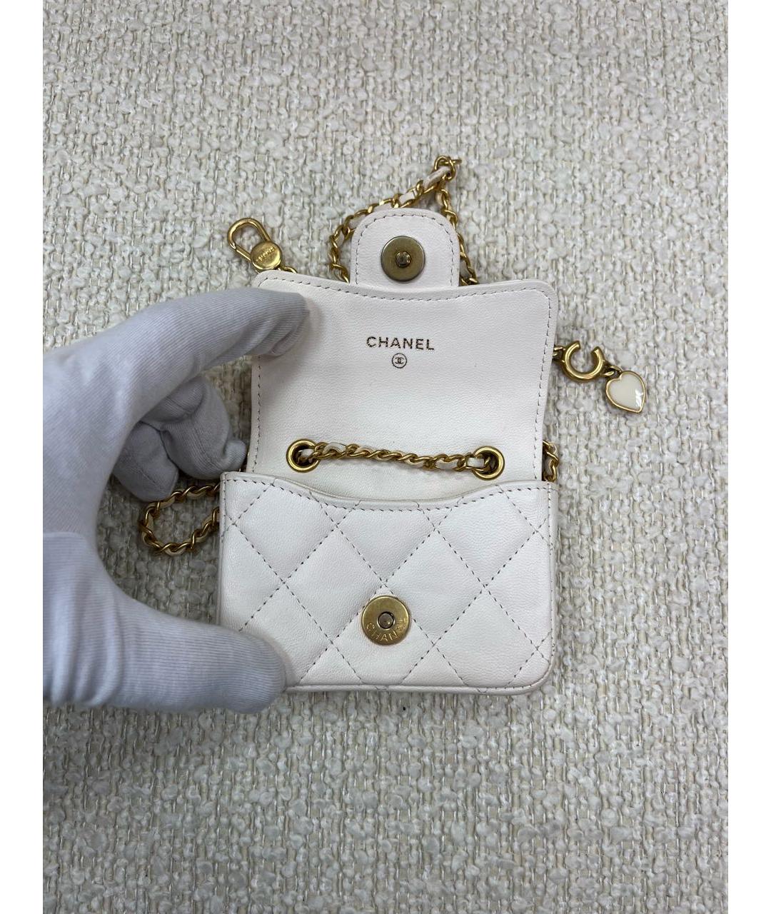 CHANEL Белая кожаная поясная сумка, фото 4