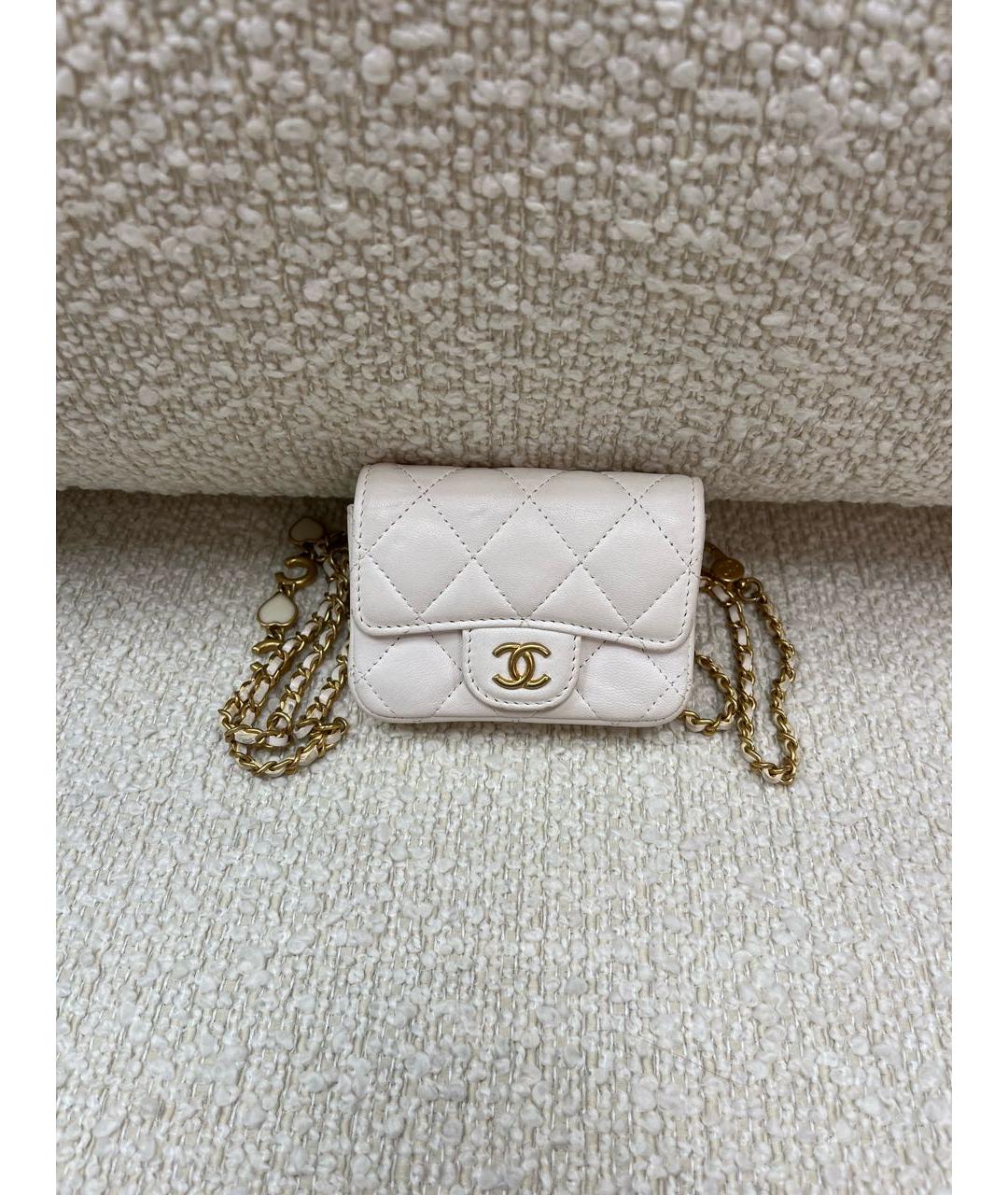 CHANEL Белая кожаная поясная сумка, фото 9
