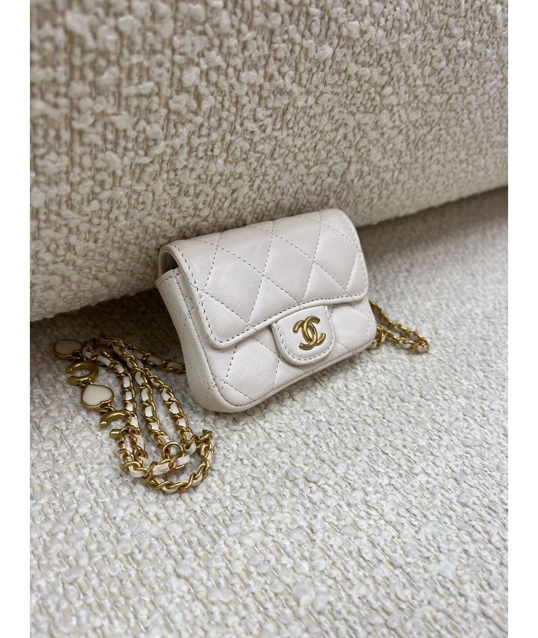 CHANEL Белая кожаная поясная сумка, фото 7