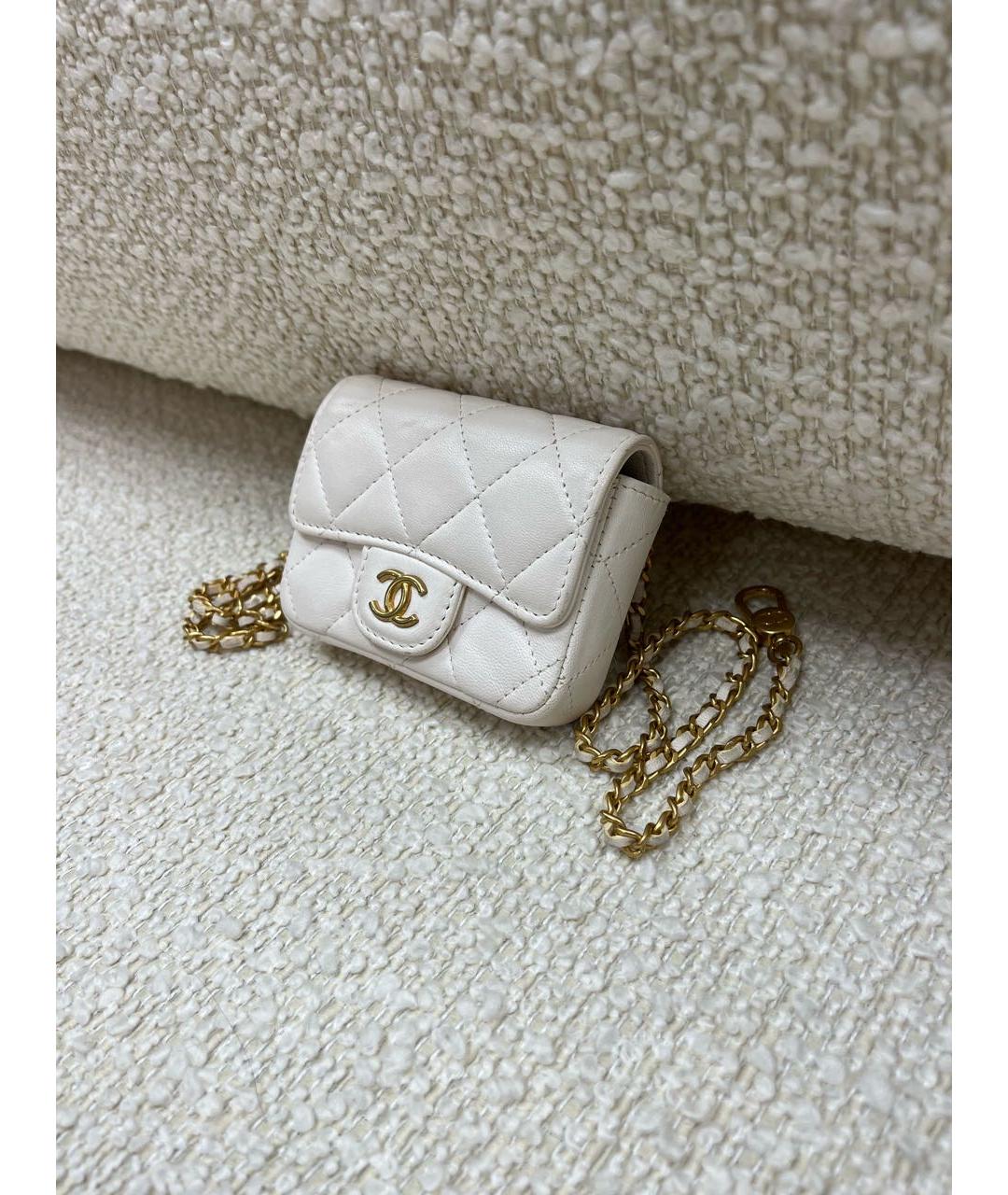 CHANEL Белая кожаная поясная сумка, фото 2