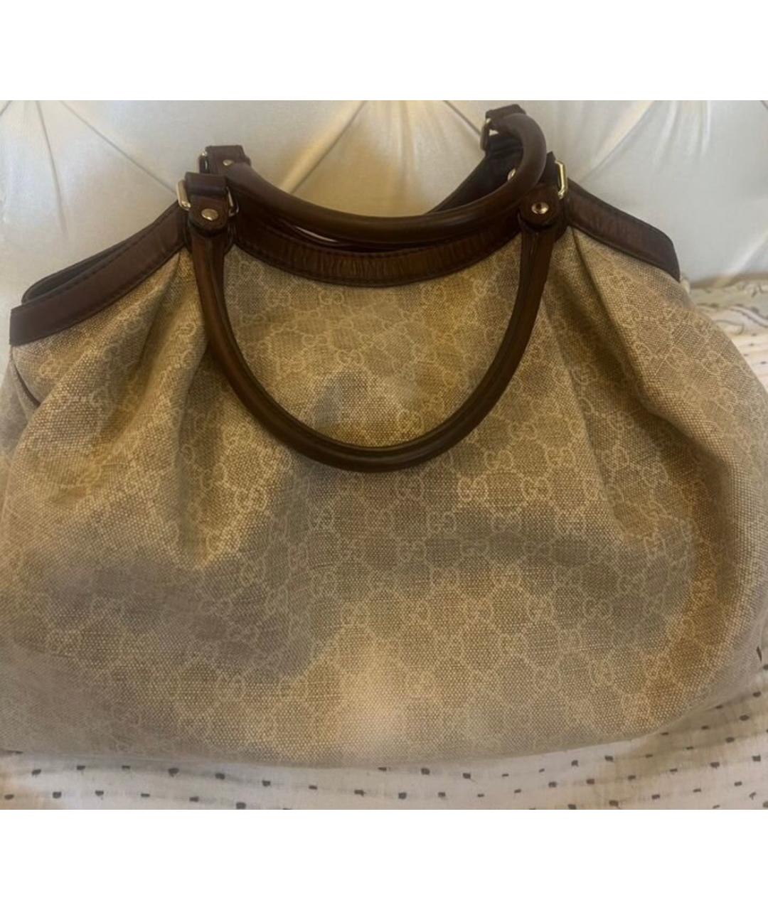 GUCCI Бежевая хлопковая сумка тоут, фото 2